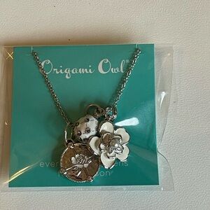 Origami Owl Silver Chain & 3 Pendants Set